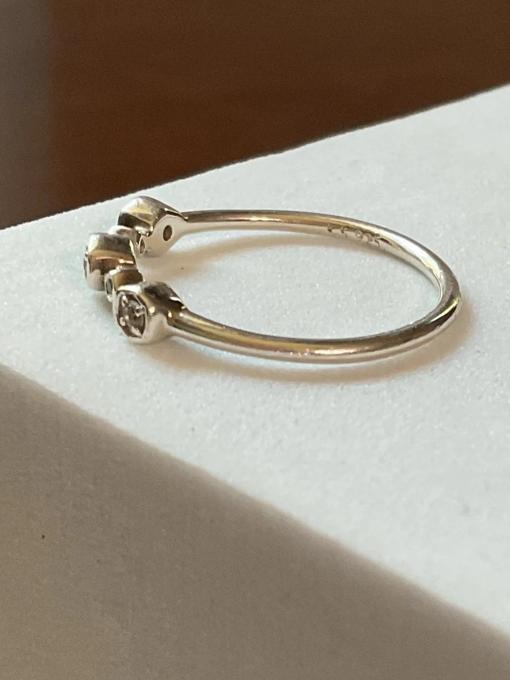 Kendra Scott Sterling Davie Silver Trio Band White Topaz Size 8